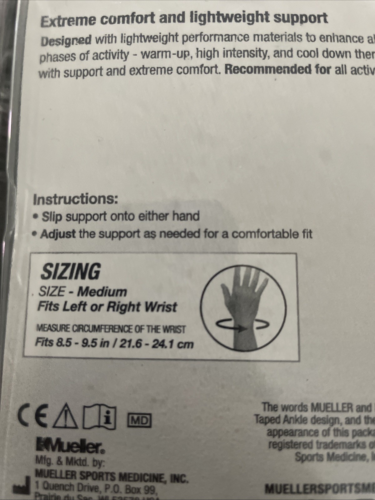 Mueller Hg80 Wrist Support Brace Black Large Compression Moderate Support