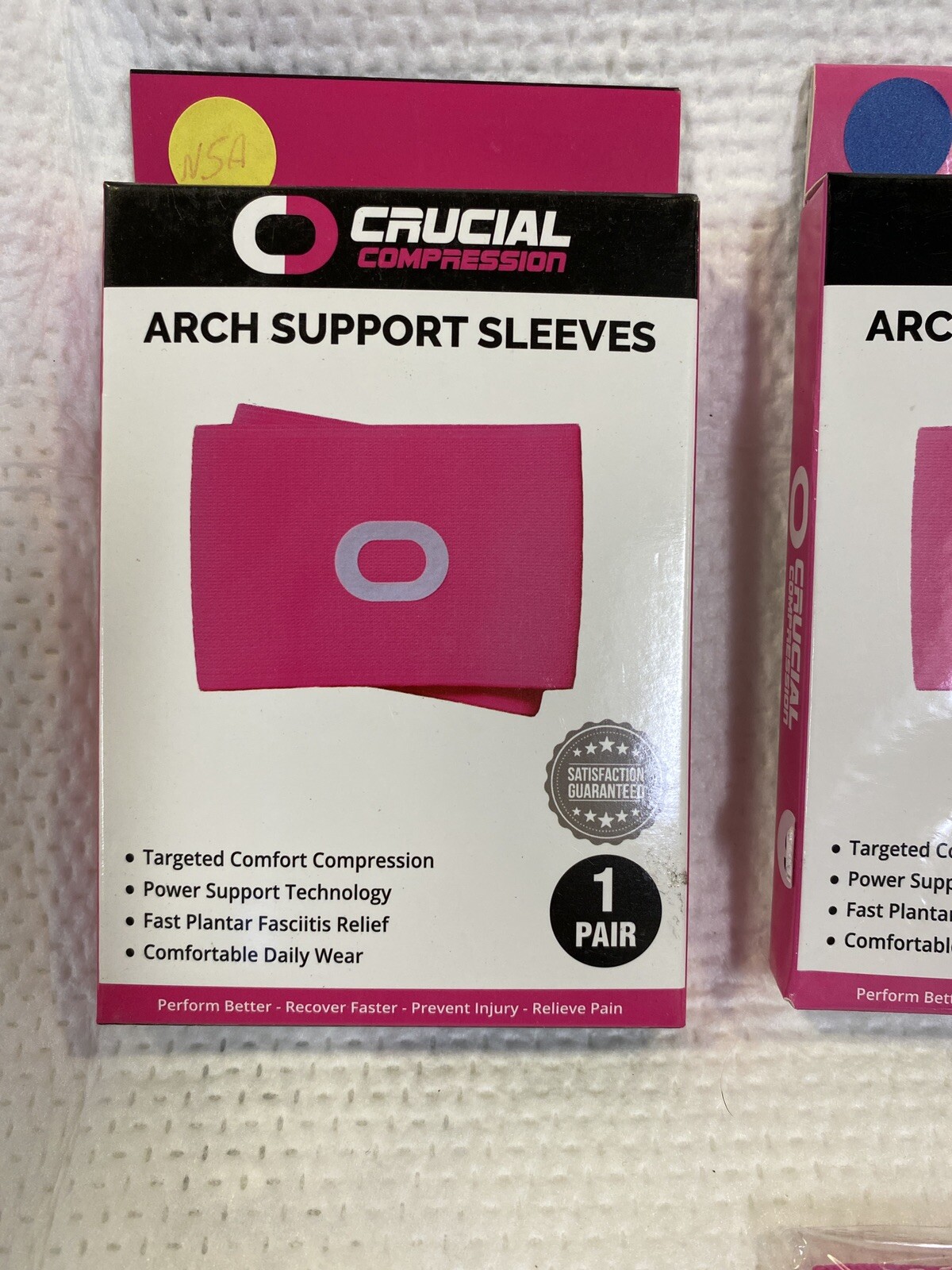 compression arch support sleeves 2 pairs pink size small
