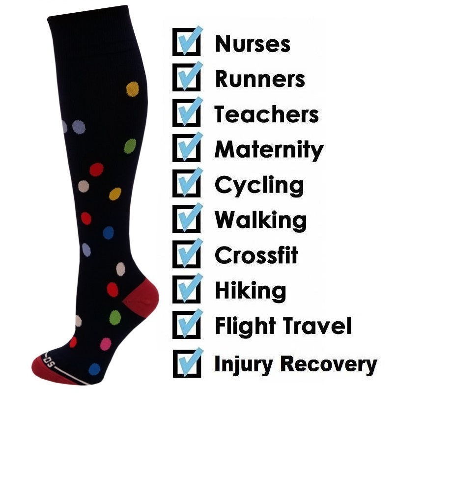 6 Pairs Pack 15-20 mmHg Sports Travelers Anti-Fatigue Compression Socks 9-11