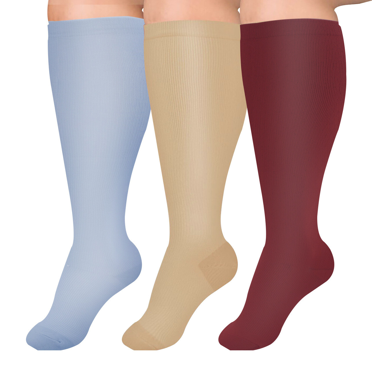 3/4/5 Pairs Plus Size Compression Socks Extra Wide Calf Knee High Support Socks