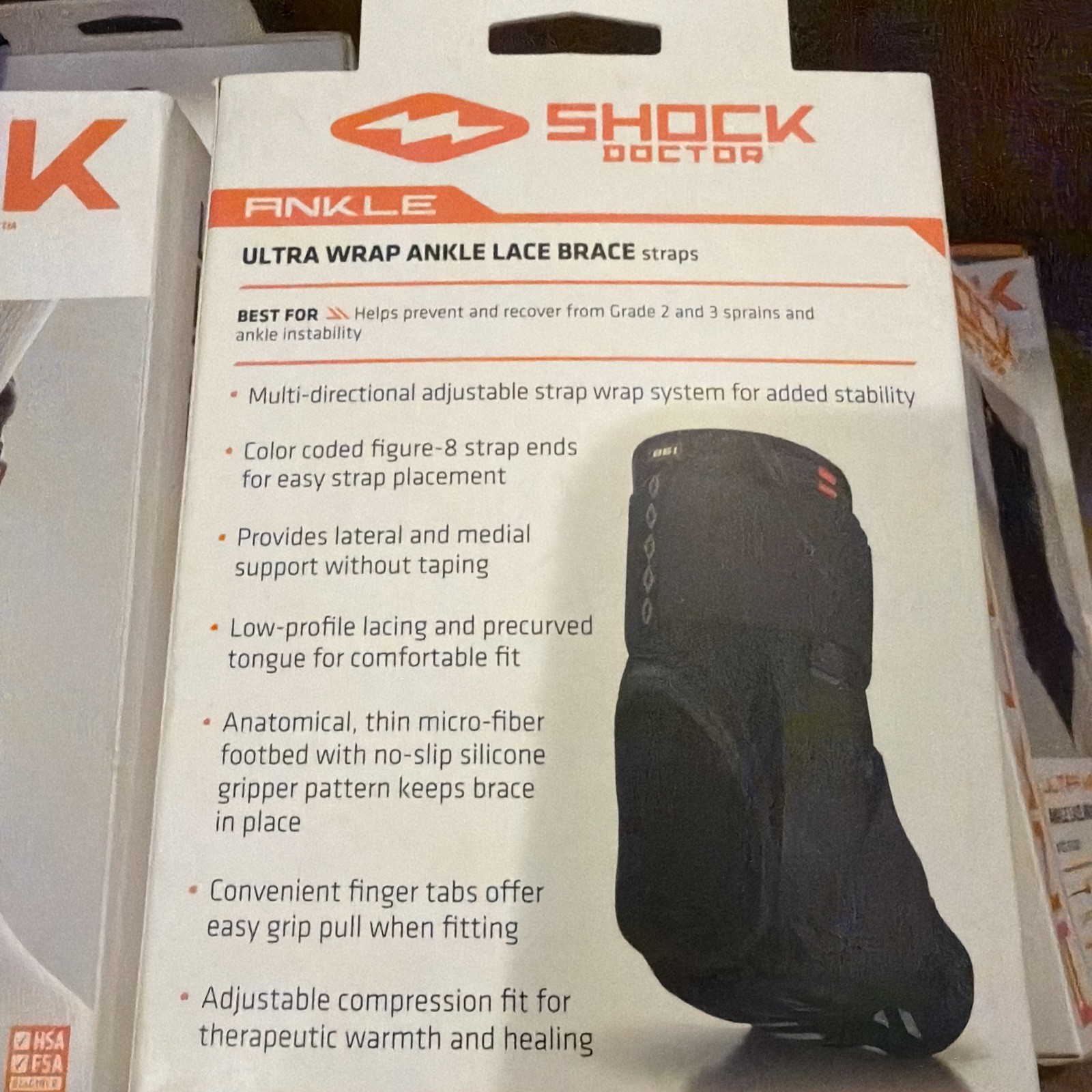 Shock Doctor Ultra Wrap Ankle lace Brace W/Strap, Level 3, Size Small 8”-8.5”