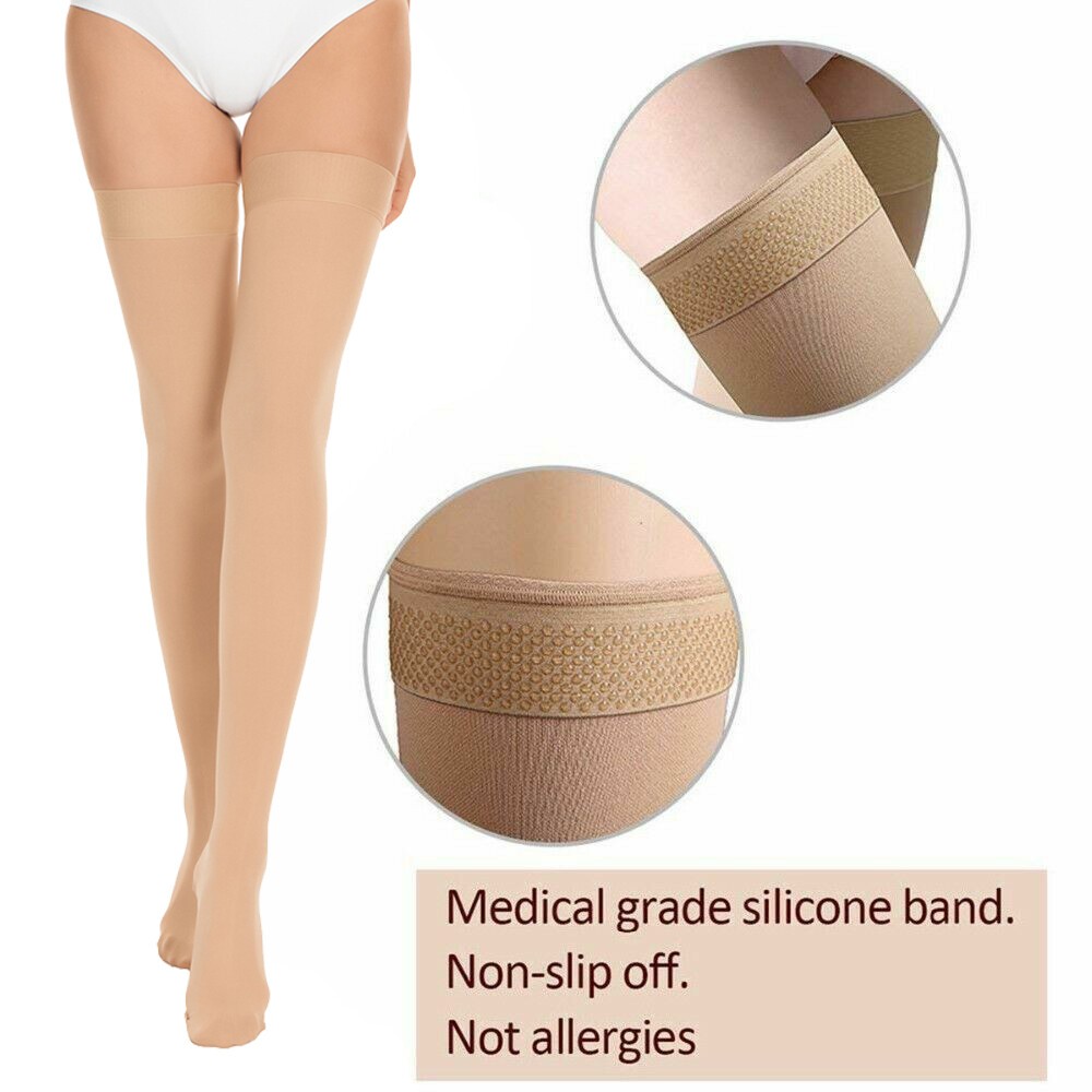 Women’s Thigh High Compression Socks 20-30 mmHg Ultra Sheer Classic Stockings