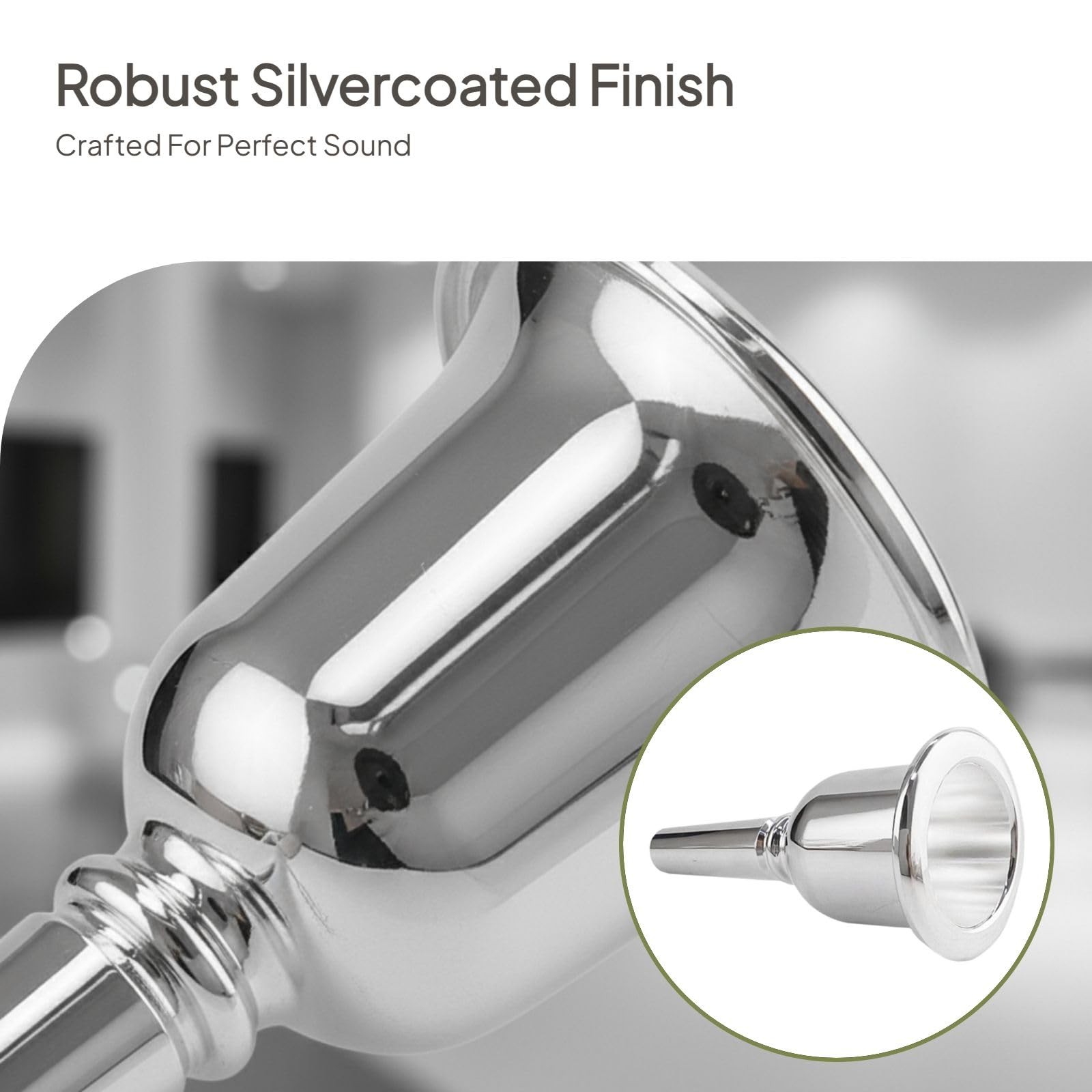 Silver Plated Tuba Mouthpiece for Beginners – Brass Large Mouthpiece with 1.7…