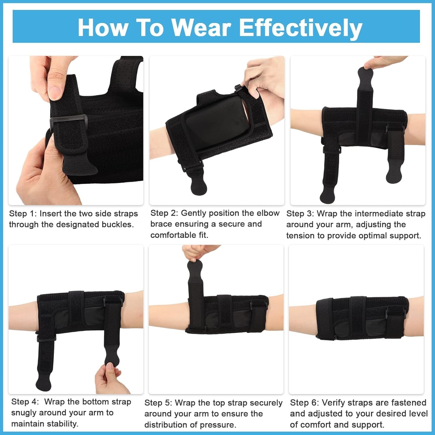 Elbow Brace Strap Tendinitis Golf Tennis With Removable Spring Splints Support