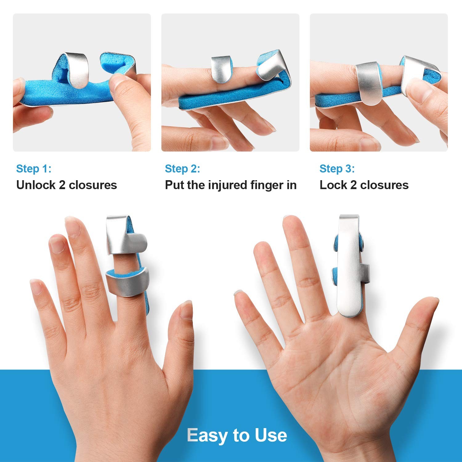 Trigger Finger Splint Brace for Thumb Index Middle Ring Pinky, Metal Foam Bro…