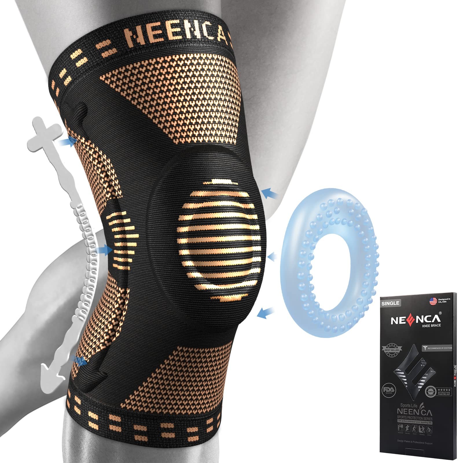 Copper Knee Brace for Knee Pain, Knee Support with Patella Pad & Side Stabili…