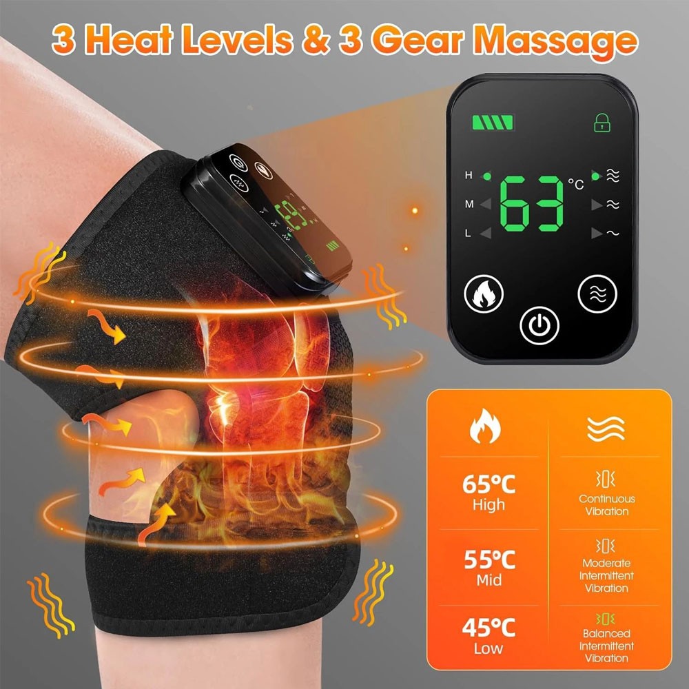 Electric Knee Massager Heated Vibration Joint Brace Therapy Shoulder Pain Relief