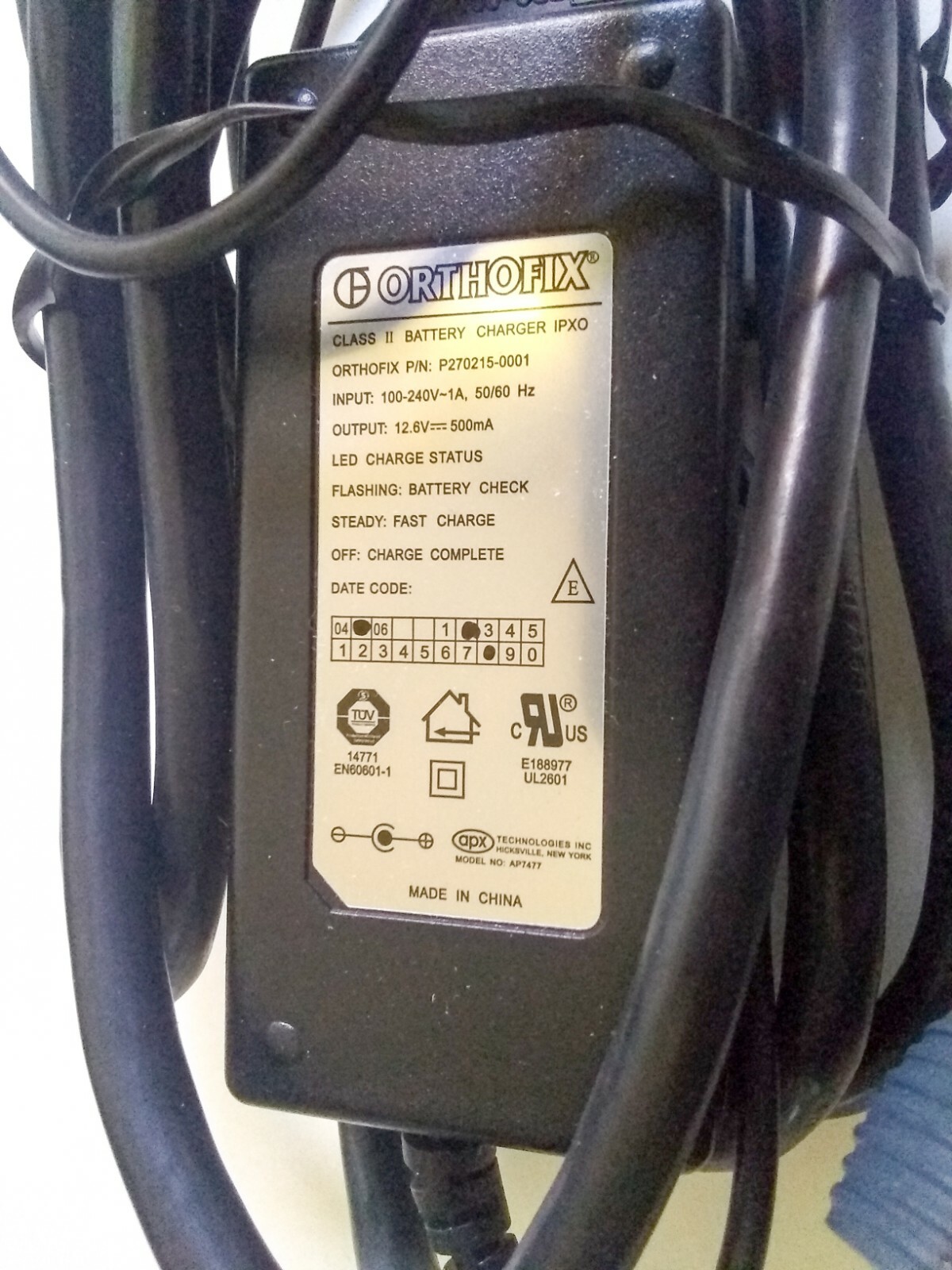 OrthoFix Power Supply 12.5V 500ma P270215-0001