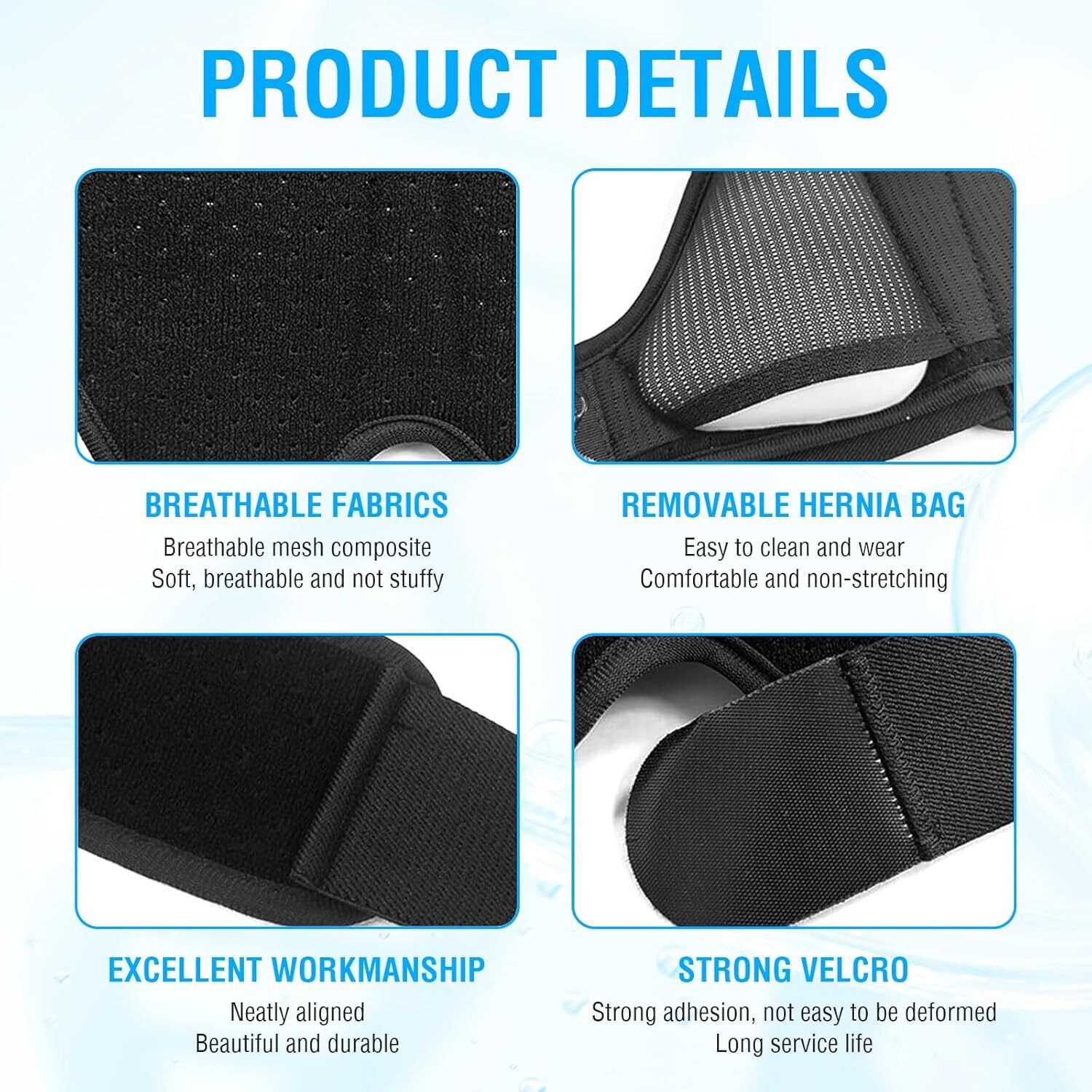 Inguinal Hernia Support Truss Belt with Removable Compression Pads Pain Relief