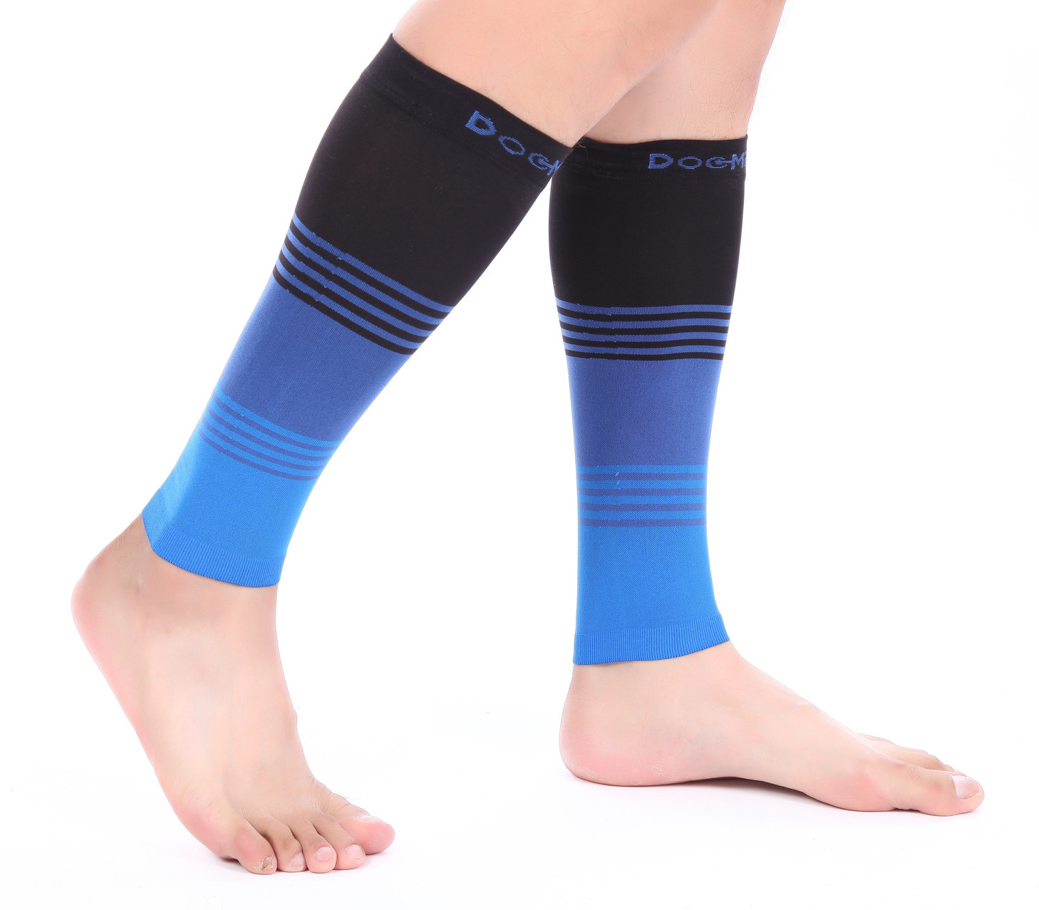 Doc Miller Calf Compression Sleeve 1 Pair 20-30mmHg Varicose Veins BLK/BLUE/BLUE