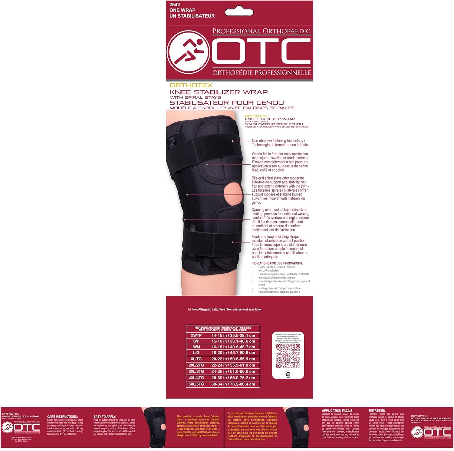 OTC Orthotex Knee Stabilizer Wrap with Spiral Stays, 4X-Large