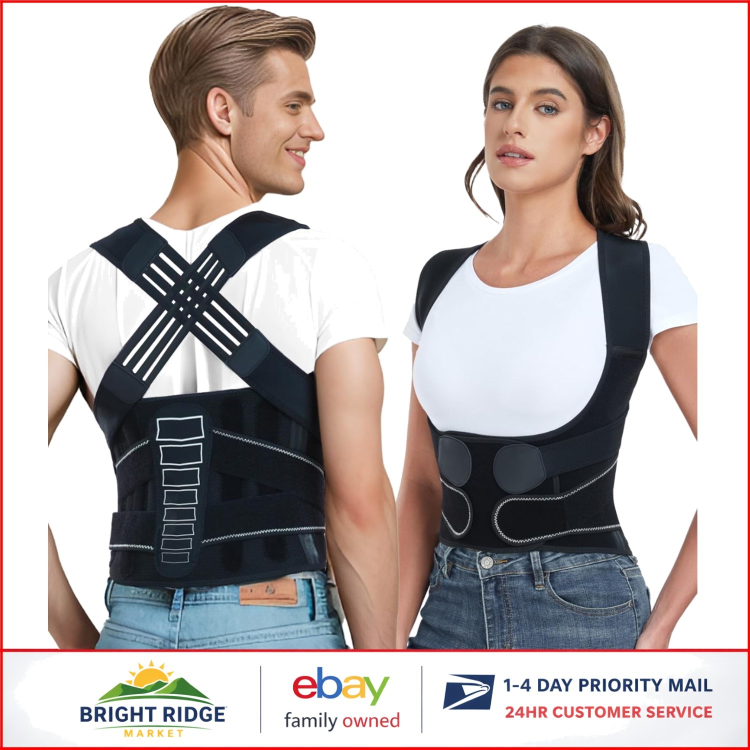 Adjustable Back Support Brace with Spine Alignment System for Scoliosis Relief