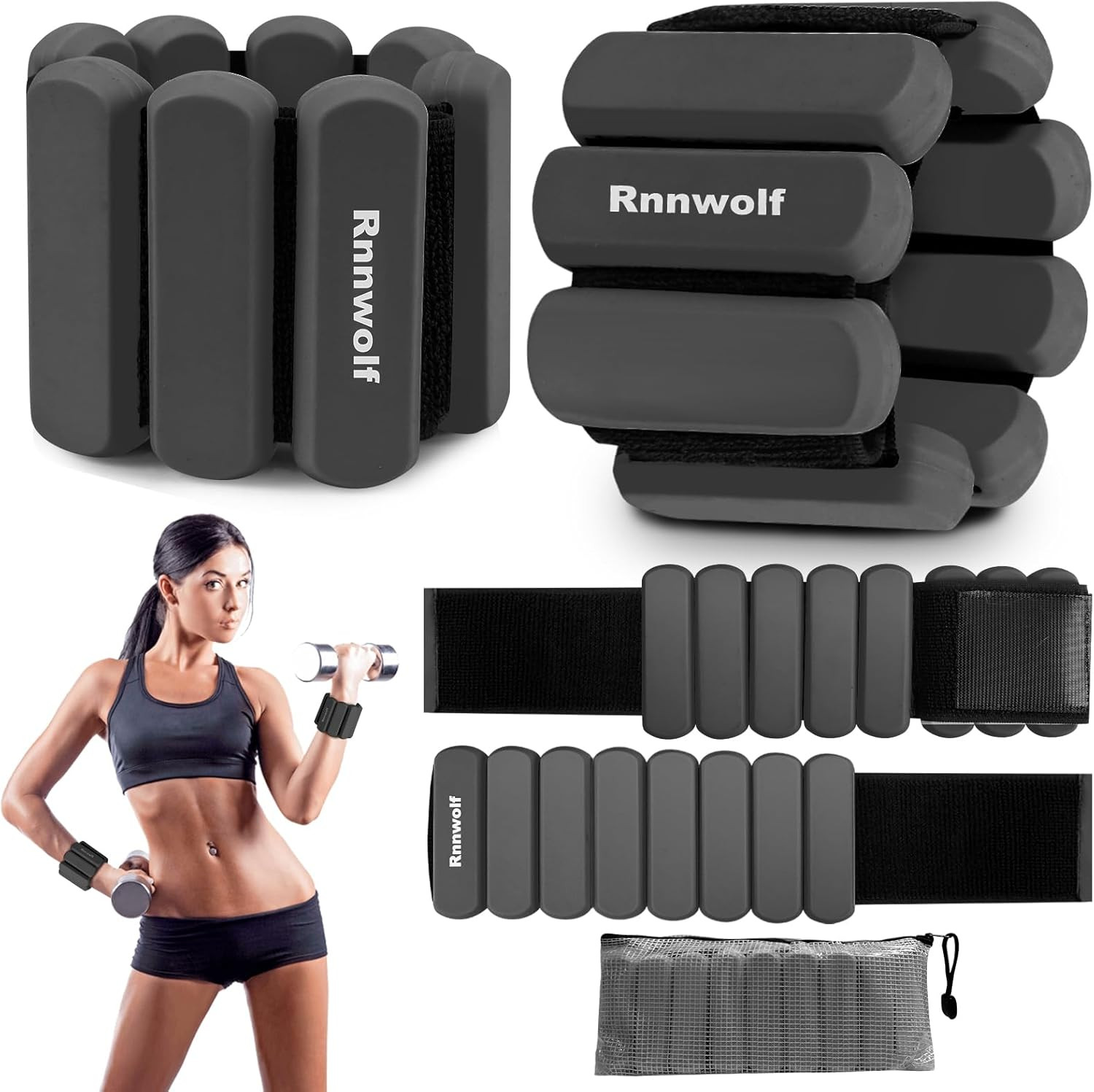 Wrist & Ankle Weights for Women Men 2Lbs /Pair – Adjustable Arm Leg Pilates Weig