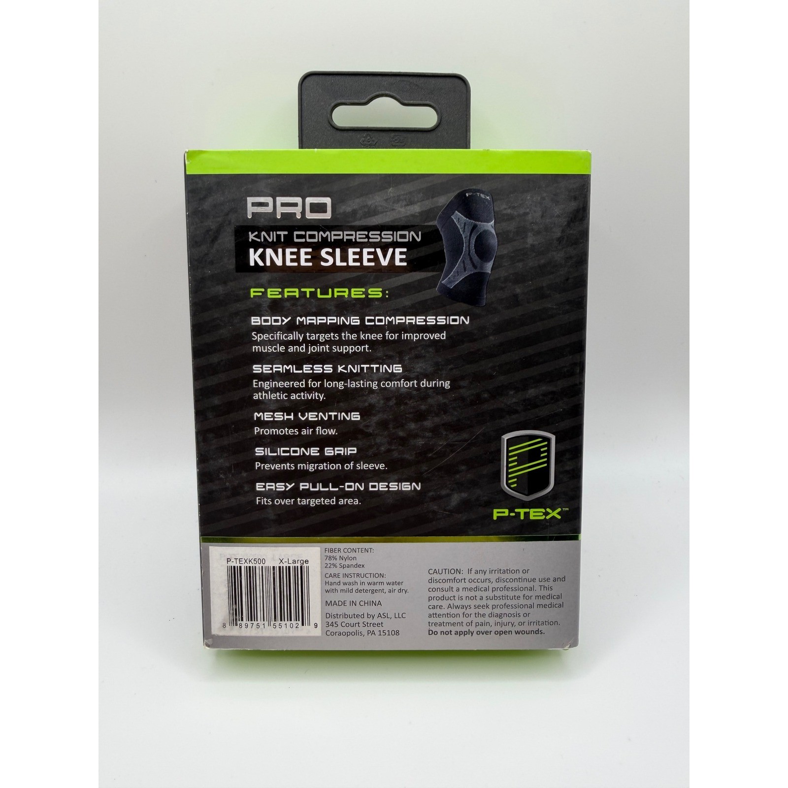 P-TEX Pro Knit Compression Knee Sleeve XL Black Gray Athletic Support P-TEXK500