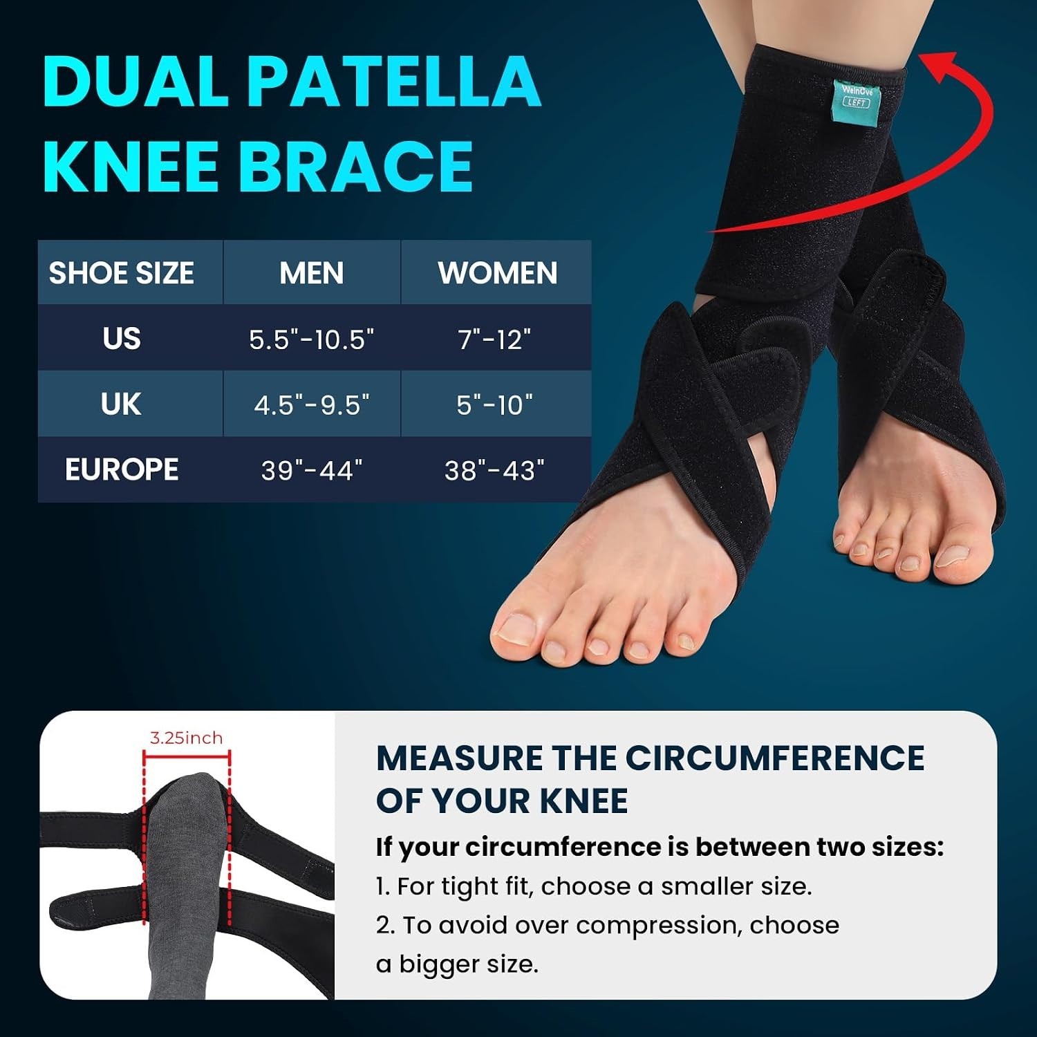 Welnove 2 Pack Drop Foot Brace with Arch Support，AFO Ankle Brace for Walking ，Re