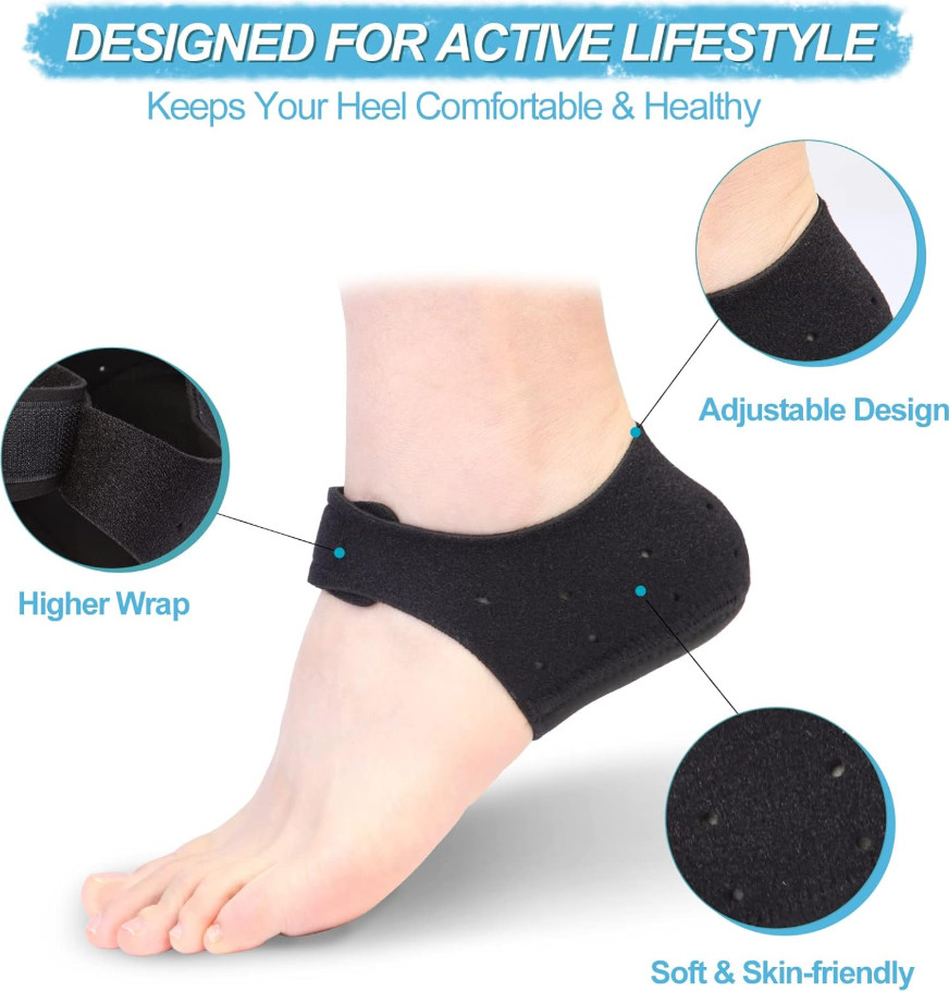1 Pair Heel Pads Heel Cushion Support Shock Absorbing Adjustable Strap