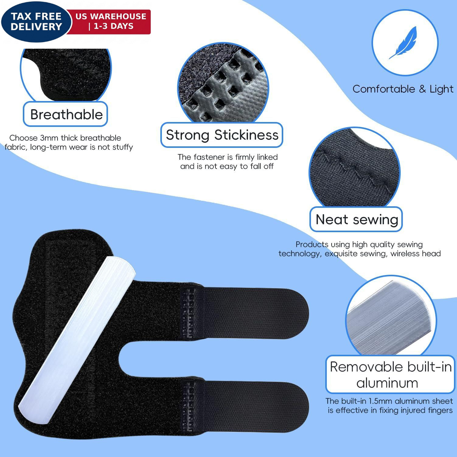 Bozenu Finger Splint, Universal Trigger Brace for One Size, Black