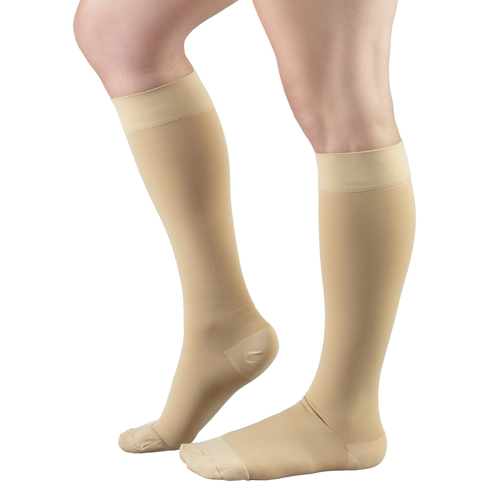 Truform 15-20 mmHg Compression Stockings, Knee High, Unisex, Beige, X-L
