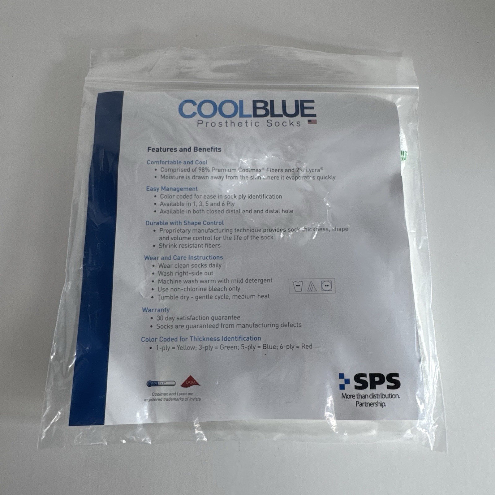 Cool Blue Prosthetic Sock 3 Ply SZ 1, 2 Lngth 10-14 Coolblue One 1 Ply