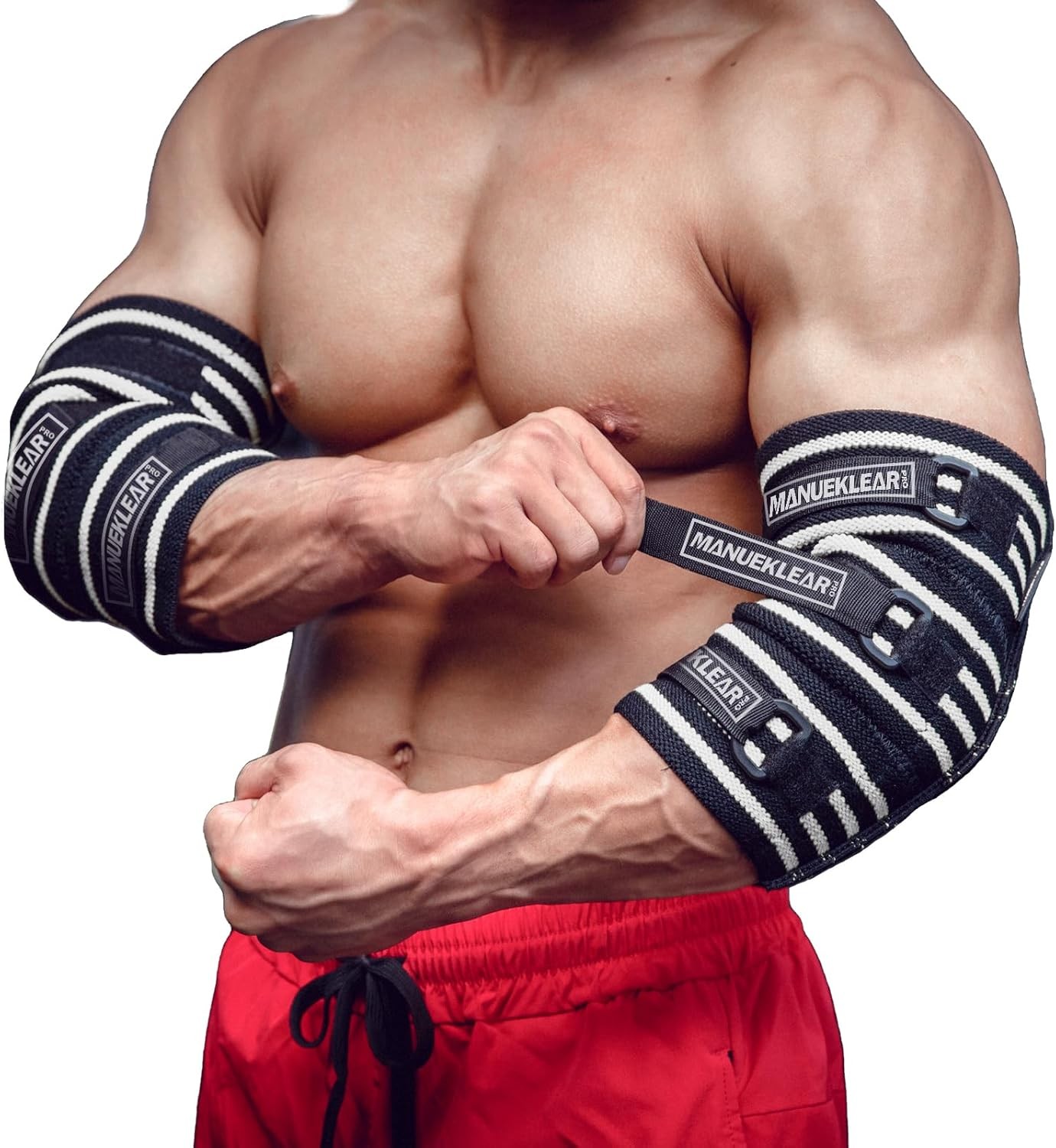 MANUEKLEAR Elbow Sleeves for Weightlifting, Adjustable L(11"-12")