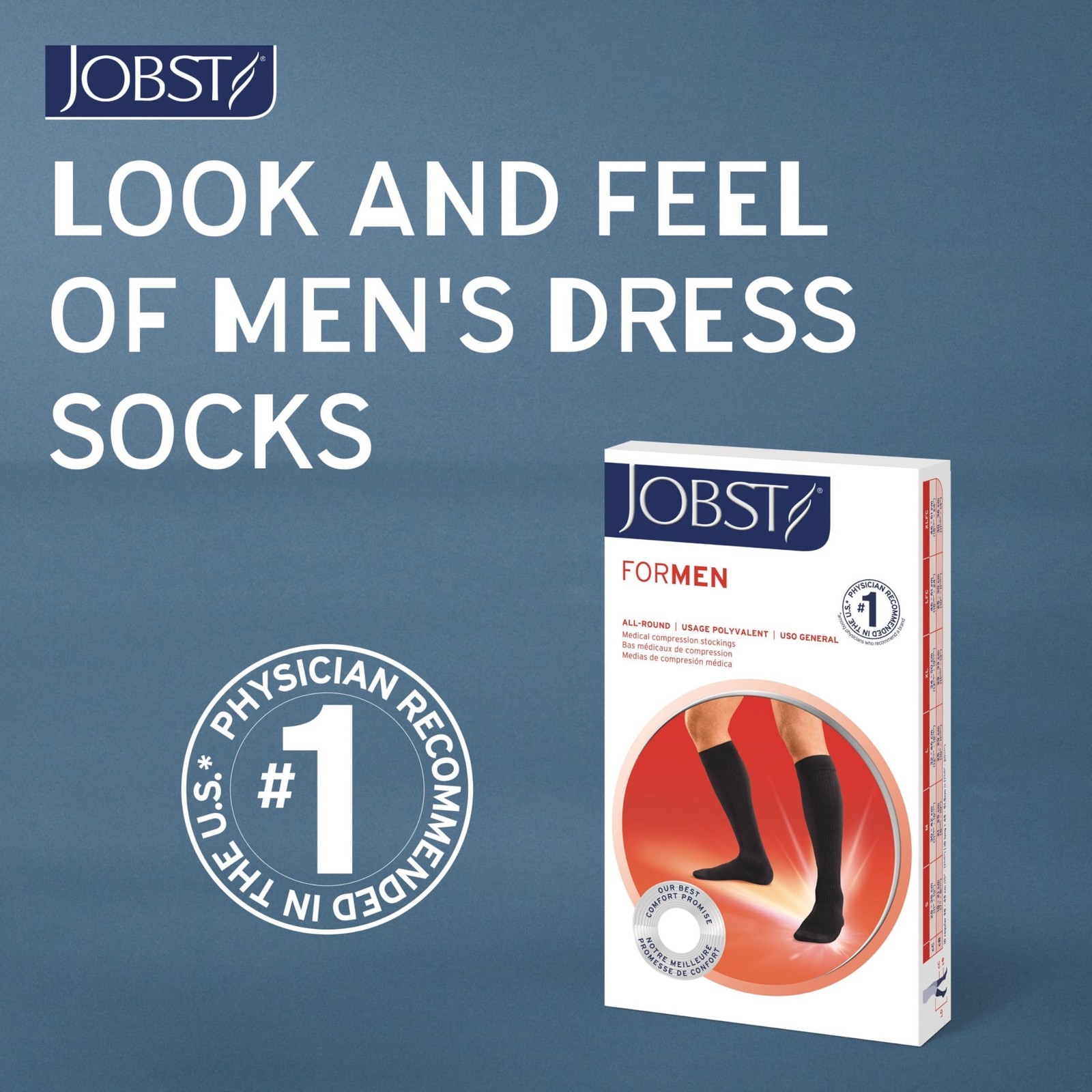 Jobst Formen Compression Socks 15-20 Mmhg Knee High Softfit Band Open Toe Navy