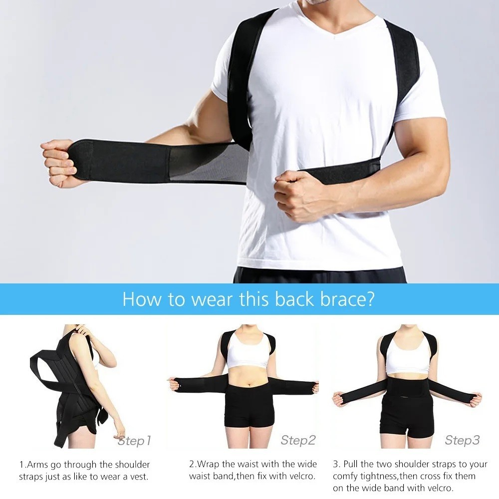 Adjustable Posture Corrector Low Back Support Shoulder Brace Belt For Men Women