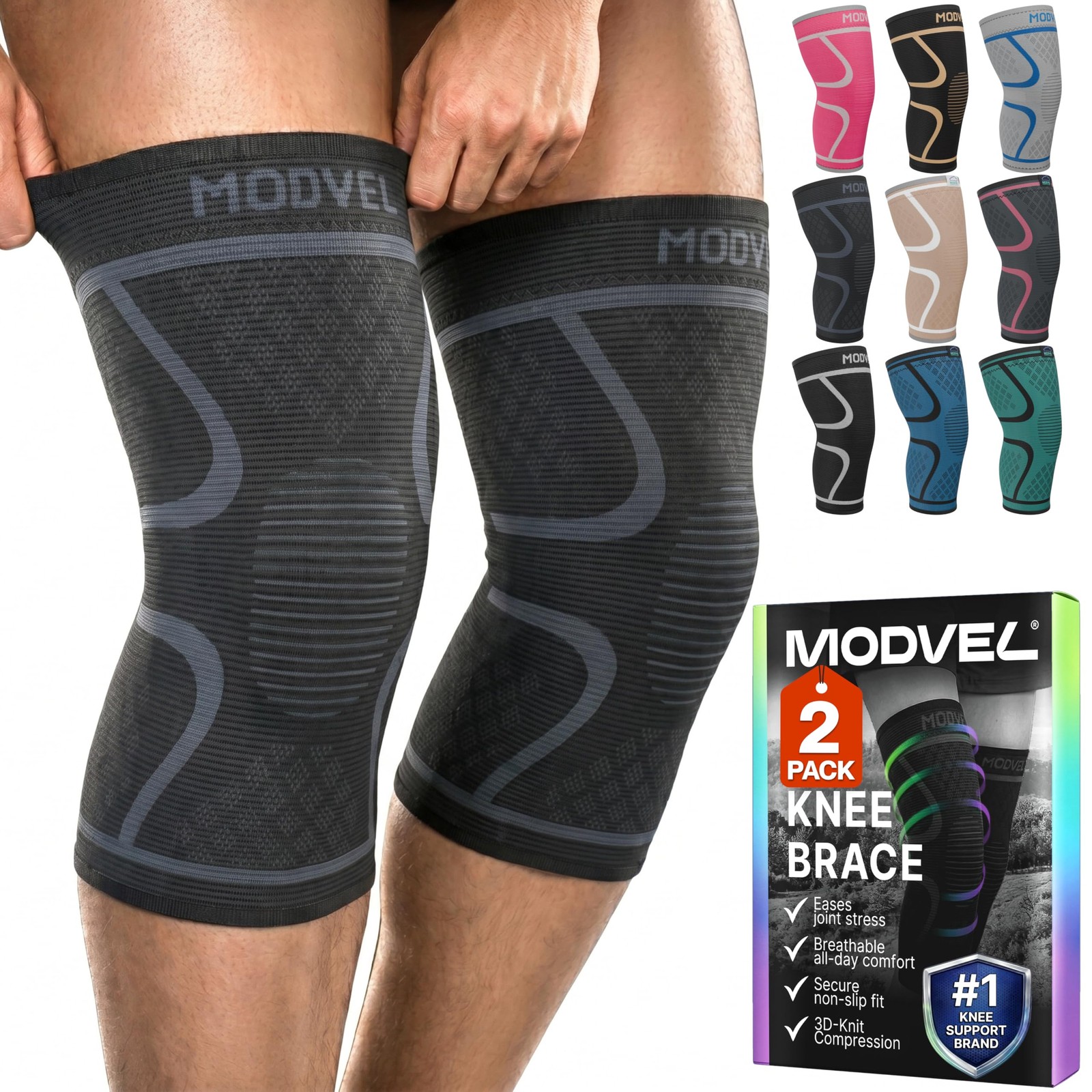 2 Pack Knee Brace for Women & Men – Knee Support for Walking, Knee Compressio…