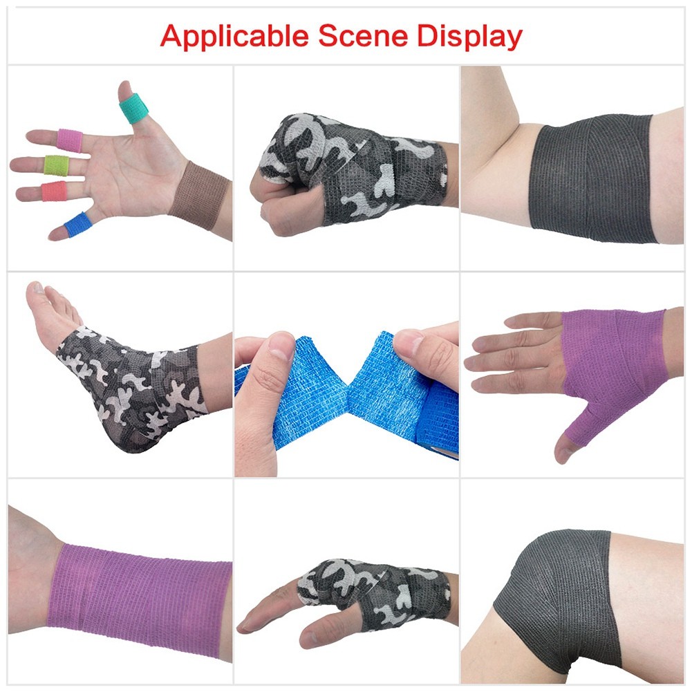 Black Sport Self Adhesive Elastic Bandage Wrap Tape for Knee Support Pads3058