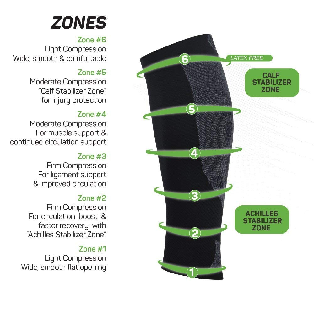 OS1st CS6 Medium Black Calf Compression Sleeves for Pain Cramping Relief
