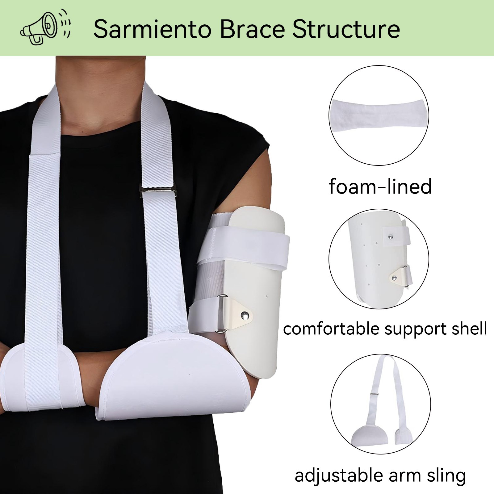 Humeral Fracture Brace,Adjustable Upper Arm Sling for Broken Humerus