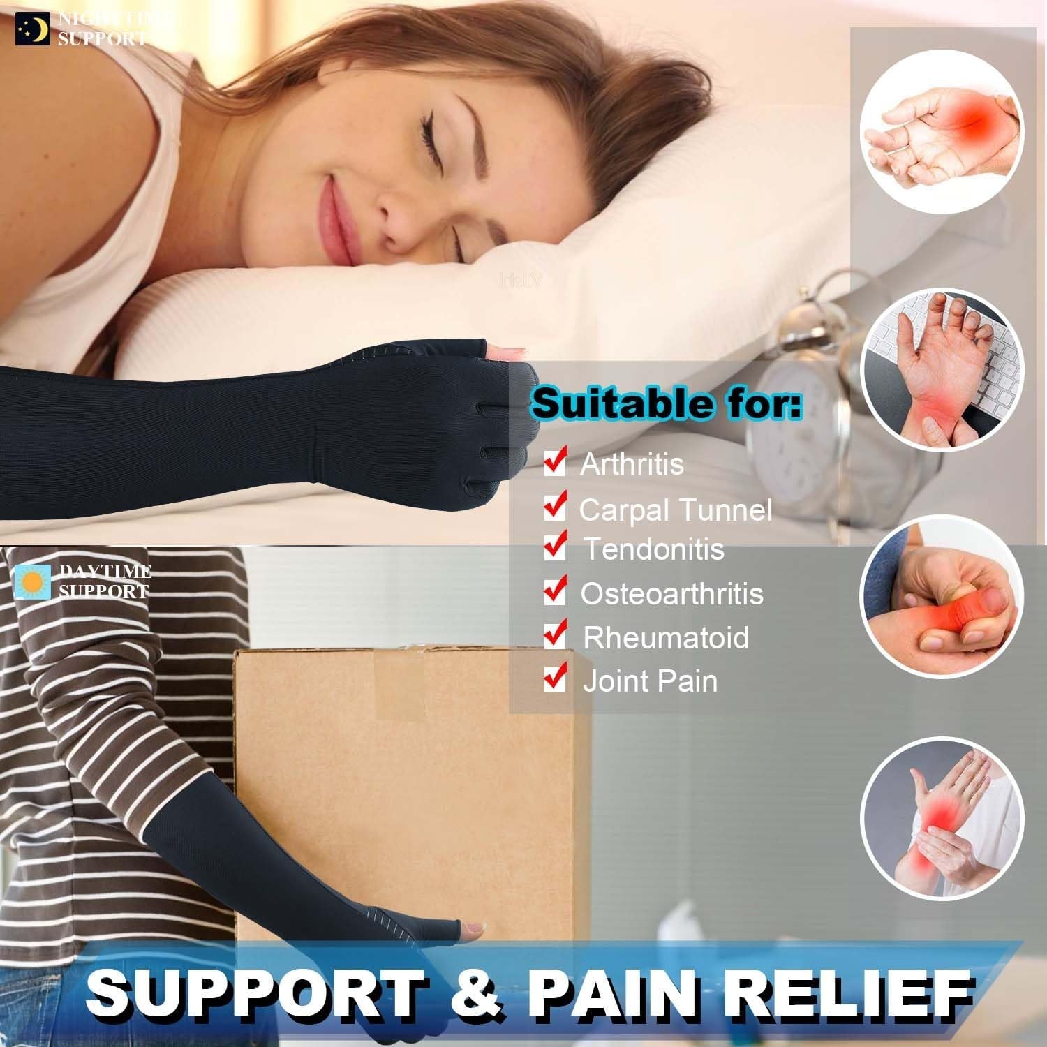 Copper Long Arthritis Gloves,Long Wrist Compression Arm Sleeve Carpal Tunnel …