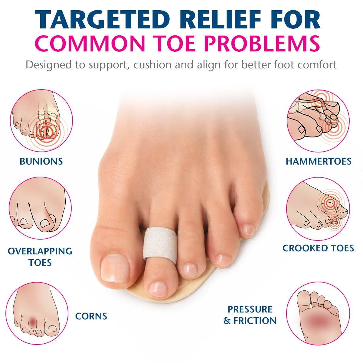 Podiatrists’ Choice Toe Straightener – 3-Pack Toe Aligners Gently Help Realig…
