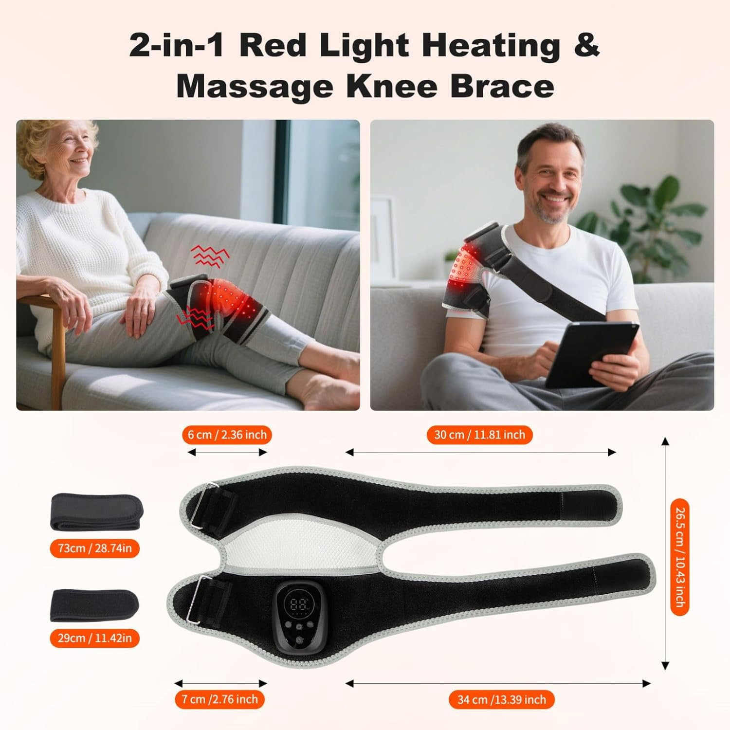 Red Light Heating Knee Brace with Massage for Knee Shoulder Arthritis Pain Relie