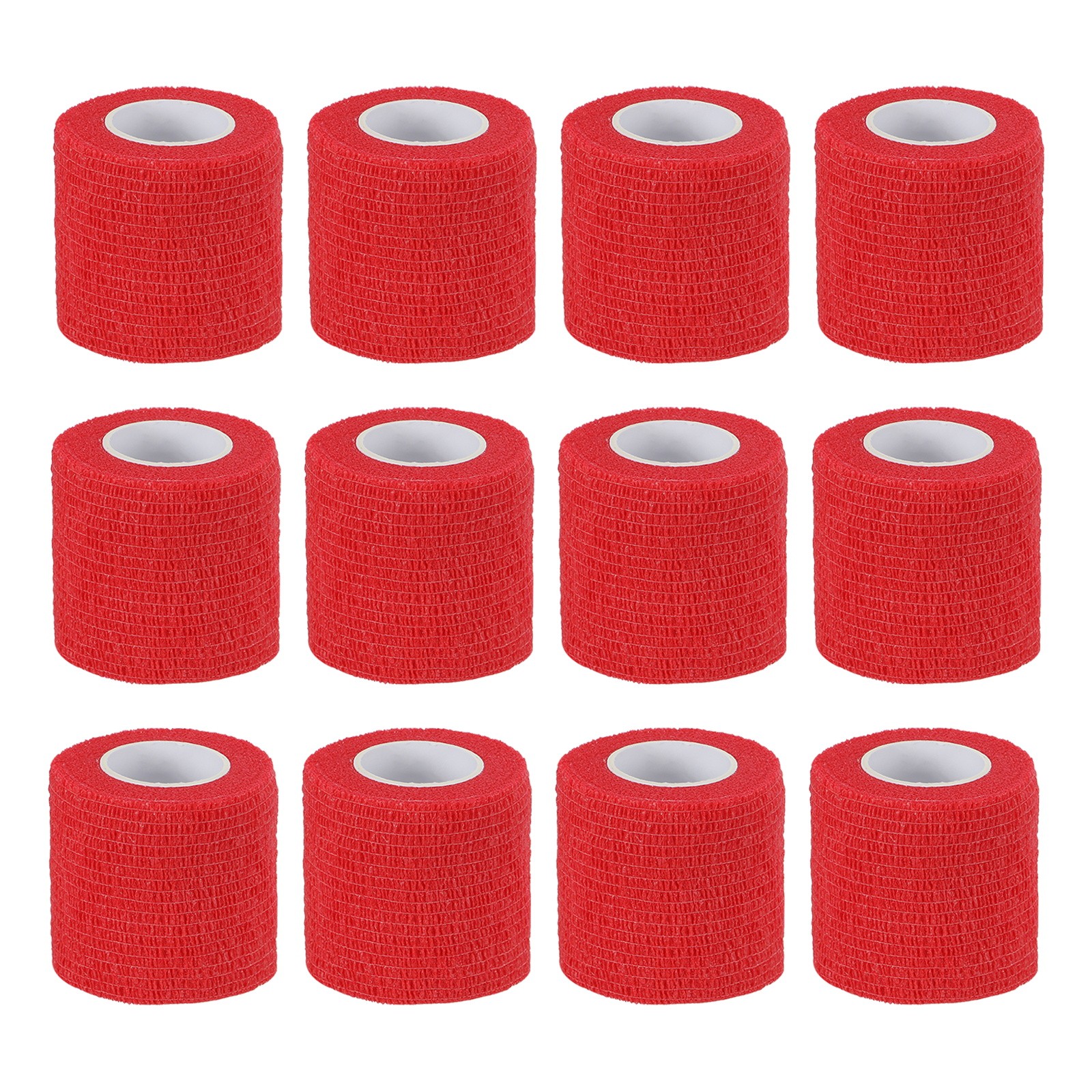 2″ x 177″ 12 Pcs Self Adhesive Bandage Wrap Elastic Self Tape Red