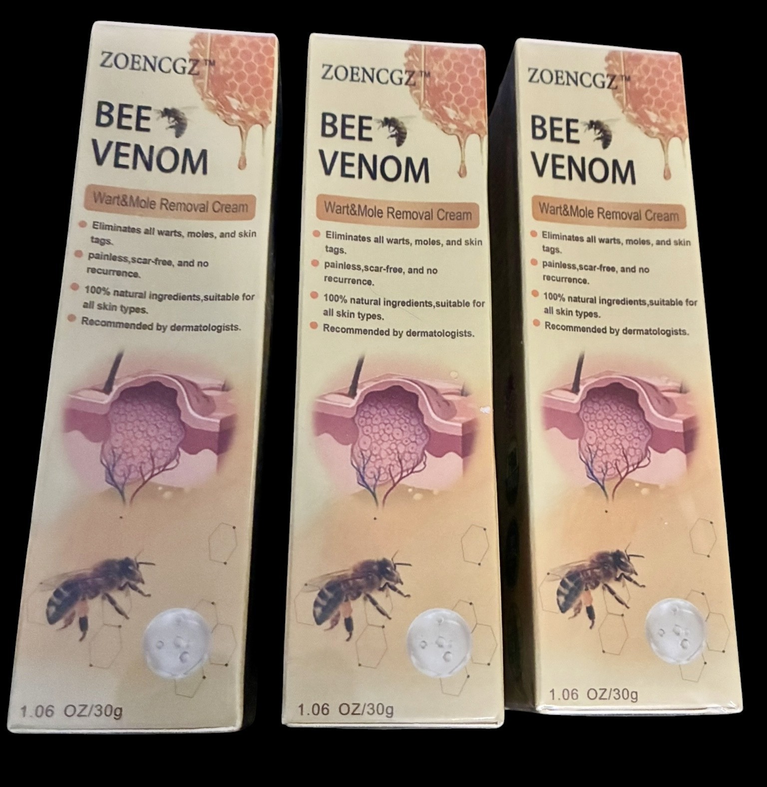 3 x 30g/ 1.06oz ZOENCGZ Bee Venom Pro-Grade Gel Repair Cream Hydrate Moisturizer