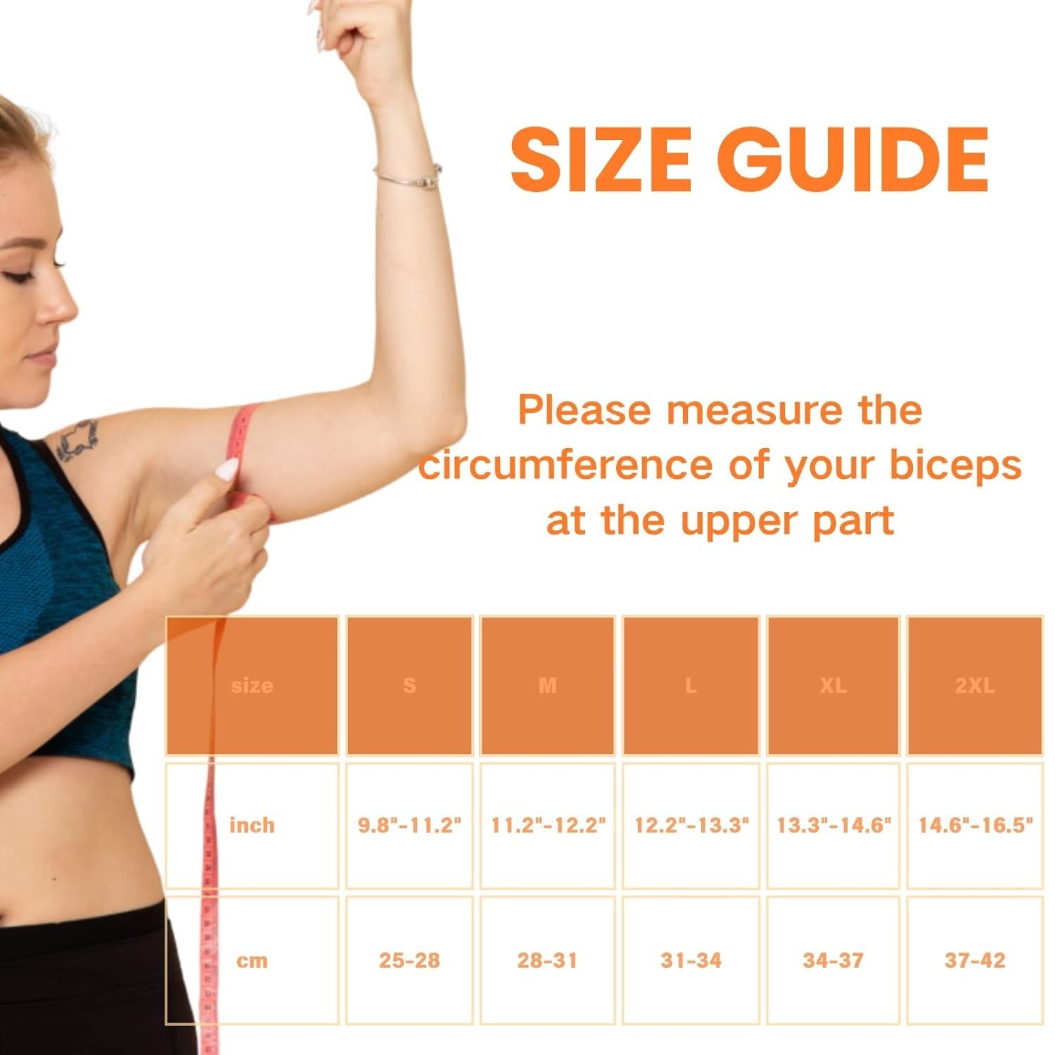 Bicep Compression Sleeve 1 Pair,Copper Upper Arm Compression Sleeve,Bicep Ten…