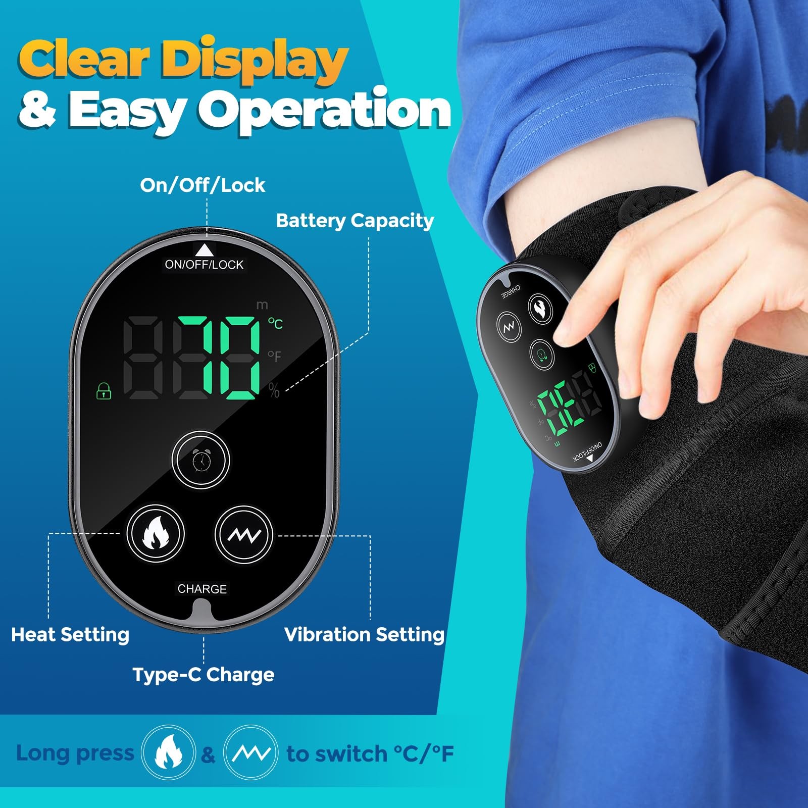 Cordless Heated Knee Massager w/ Vibration, FSA/HSA Eligible Knee Brace