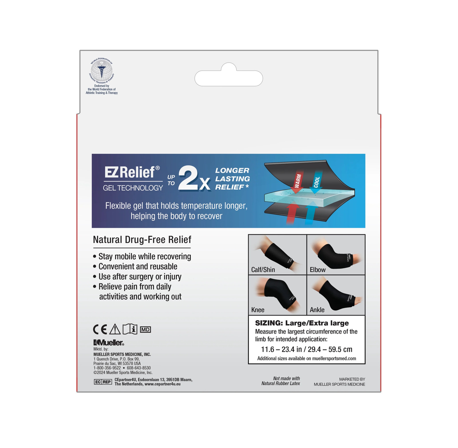 2 pack) Mueller® EZ Relief™ Compression Sleeve, Slip On, Unisex, Large