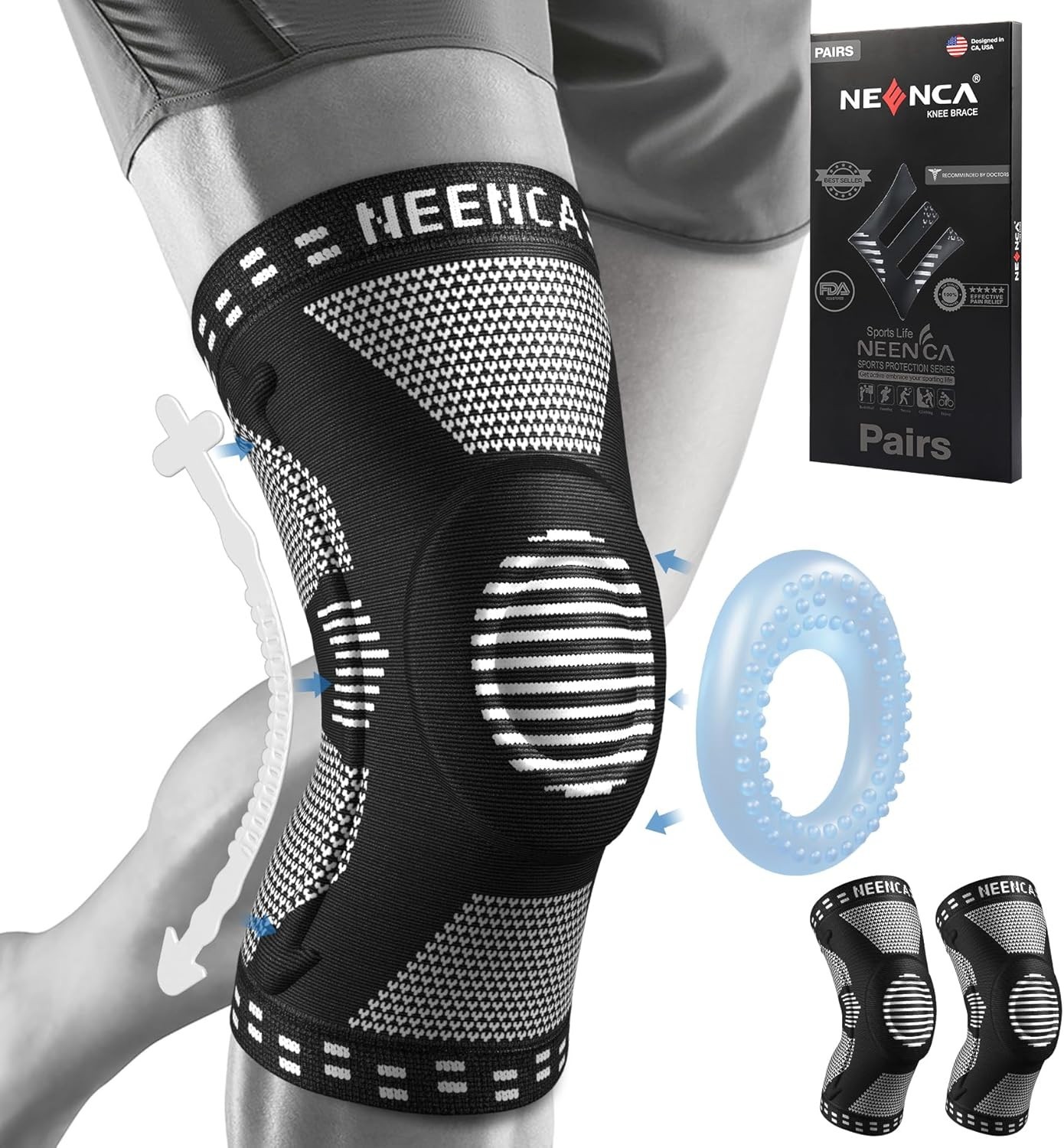 2 Pack Knee Brace Set – Support for Meniscus Tear & Joint Pain Relief