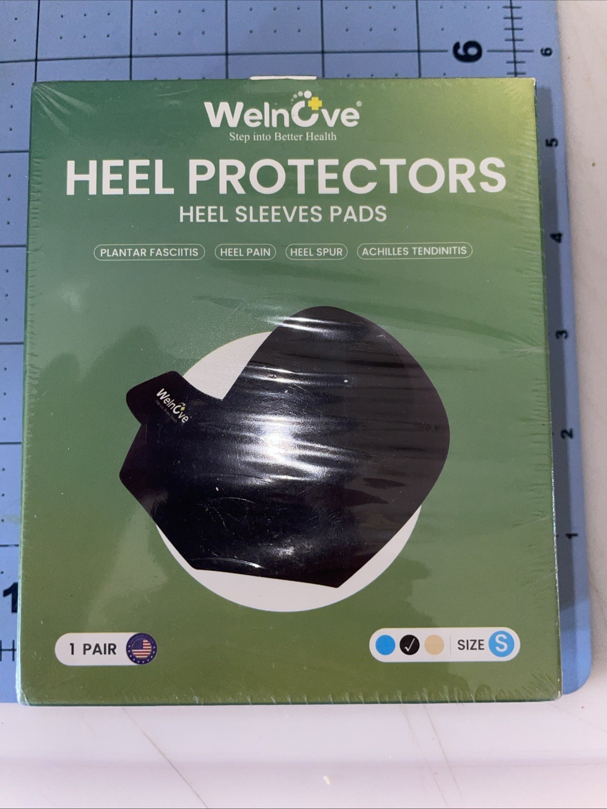 Plantar Fasciitis Gel Heel Protectors – Welnove Heel Sleeve Pads. Size Small