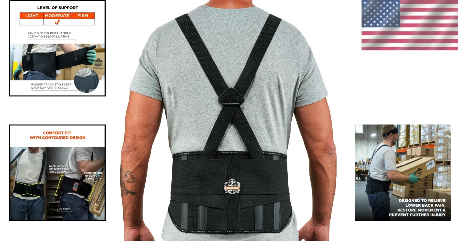 ProFlex 1600 Back Support Brace – Medium, Black