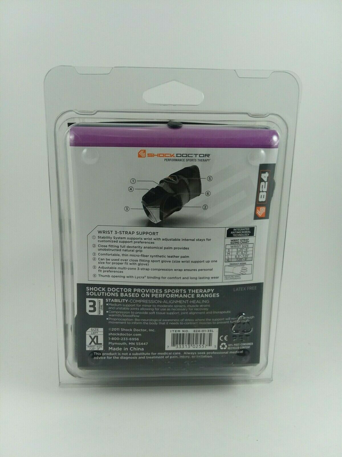 Shock Doctor Wrist 3-Strap Support – Performance Level 3: Left Size XL – 824