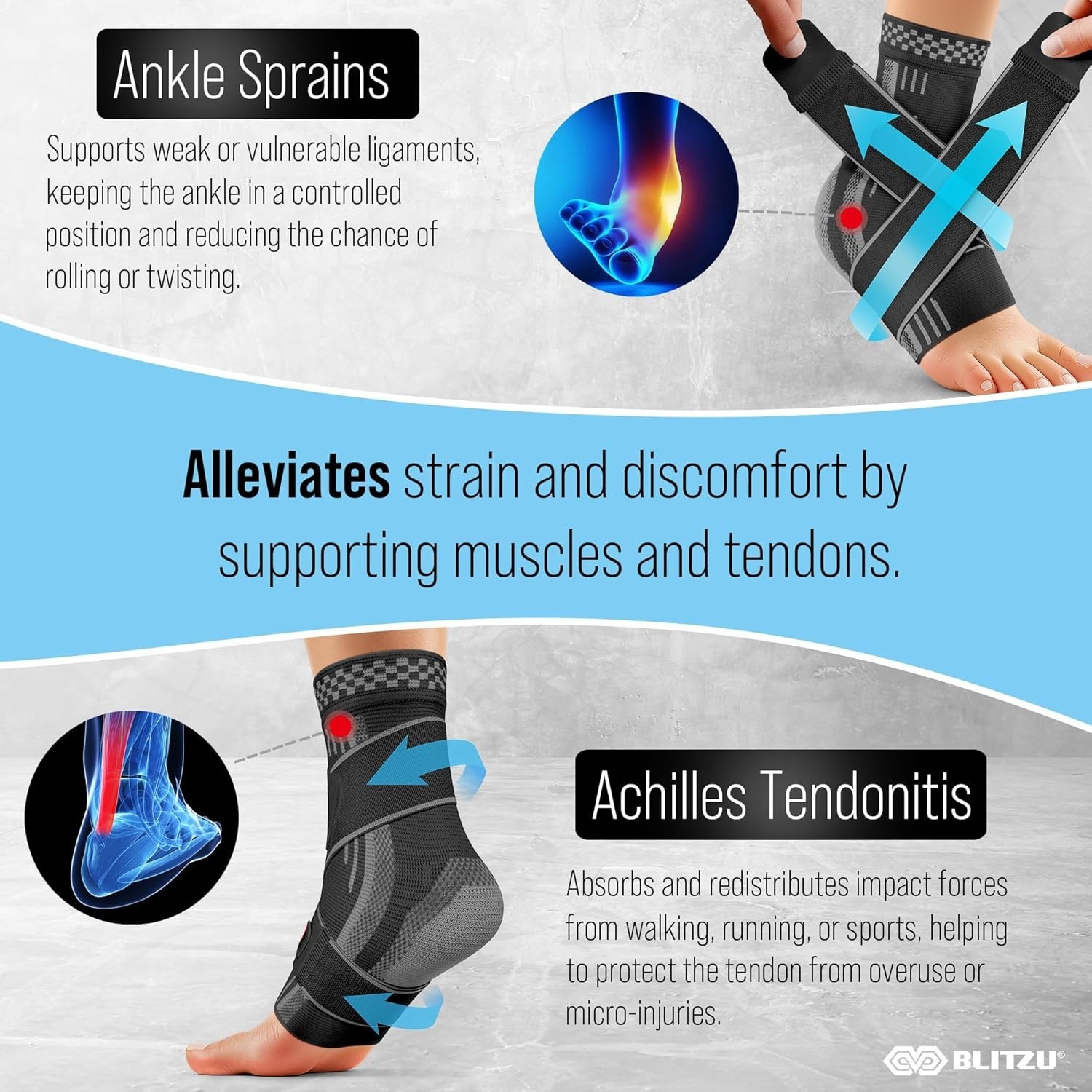 Blitzu Ankle Compression Sleeve – with X-Shape Protection – XL