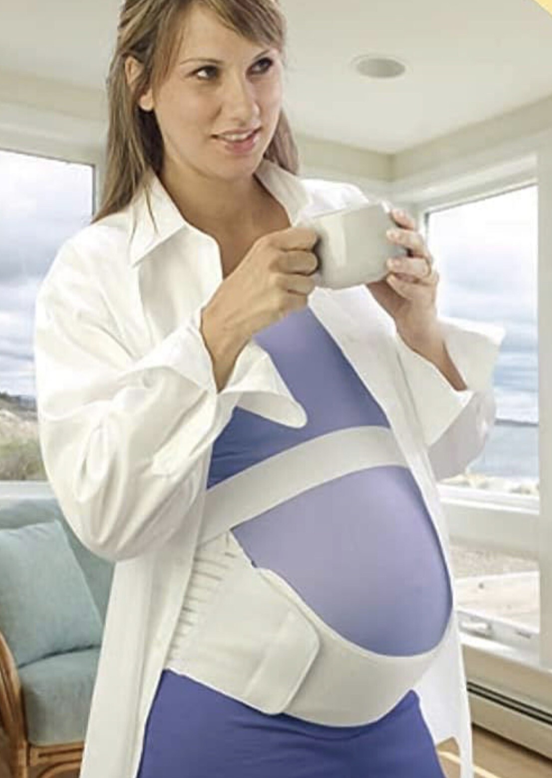 New Loving Comfort Maternity Band Back Support Brace White Pregnancy Aid Large