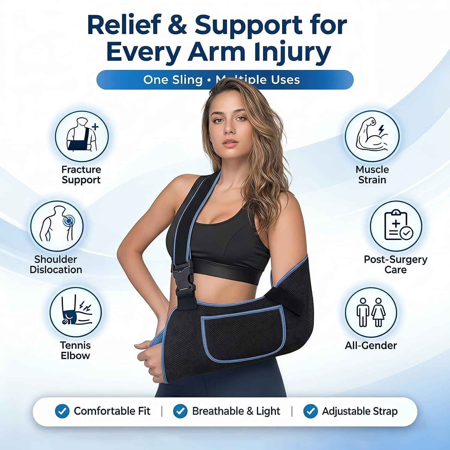 Arm Sling Shoulder Immobilizer – Rotator Cuff Support Brace,Equipped with adj…