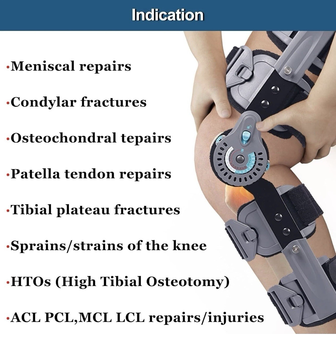 Hinged Post OP Knee Brace, ROM Knee Immobilizer Leg Braces Orthopedic Patella