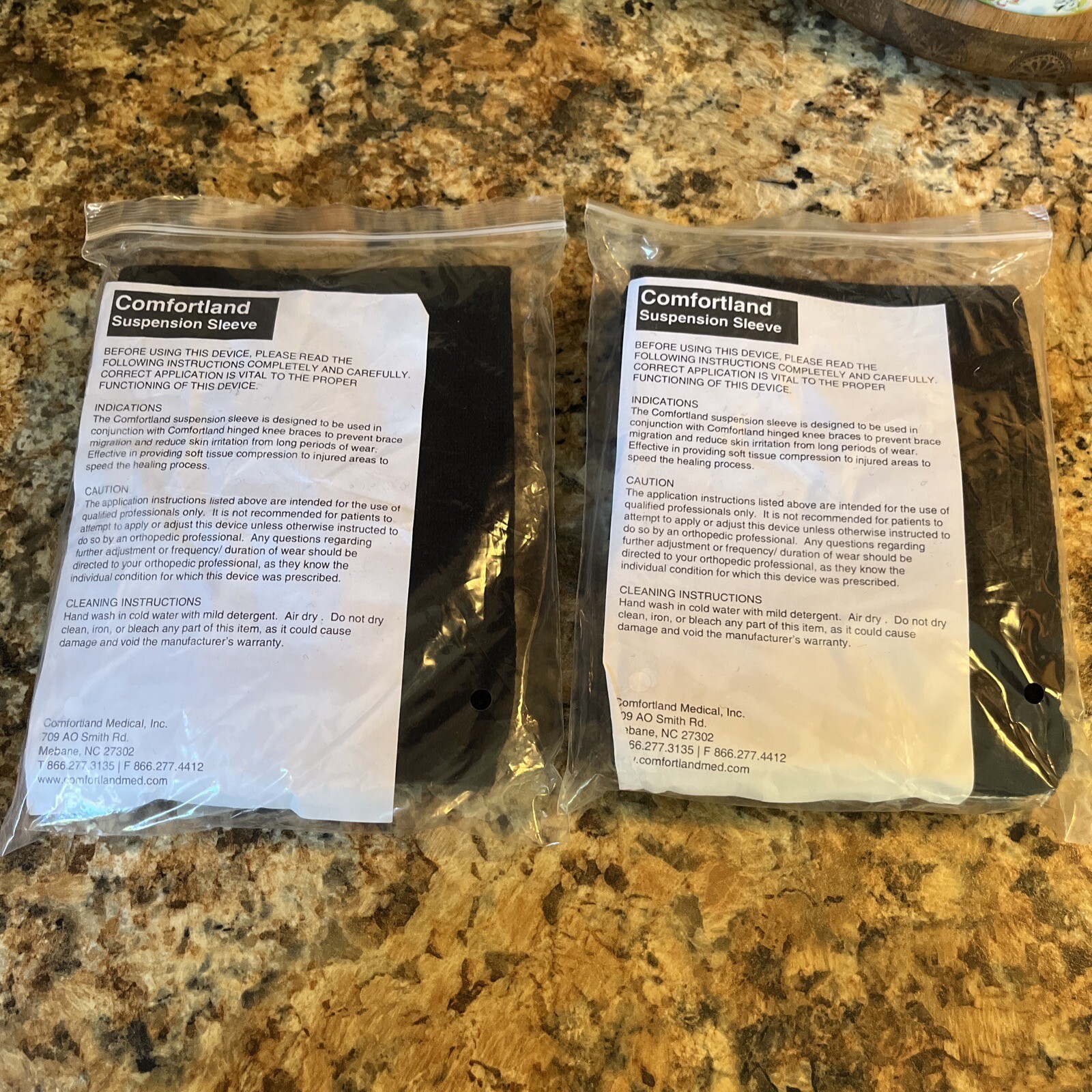 TWO Brand New Comfortland Medical CK‑007 Black Suspension Sleeves