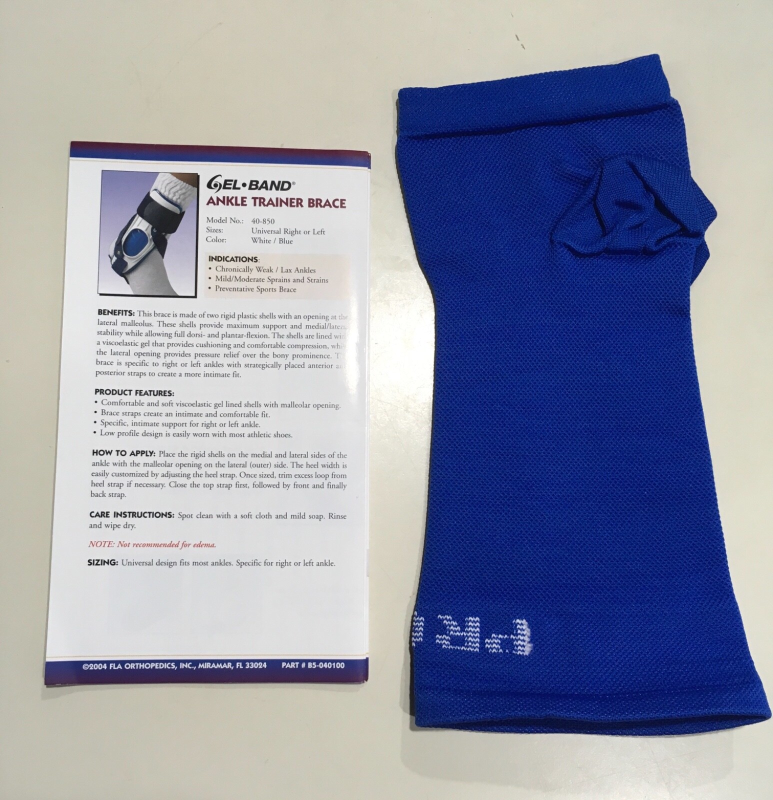 FLA Orthopedics Ankle Support Knitted Pullover Size S 40-400 Blue