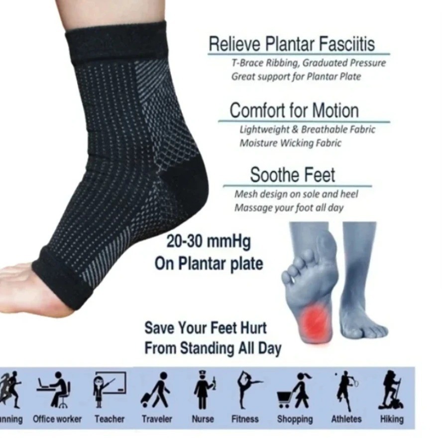 2 x Plantar Fasciitis Compression Socks Heel Foot Arch Pain Relief Support Pair