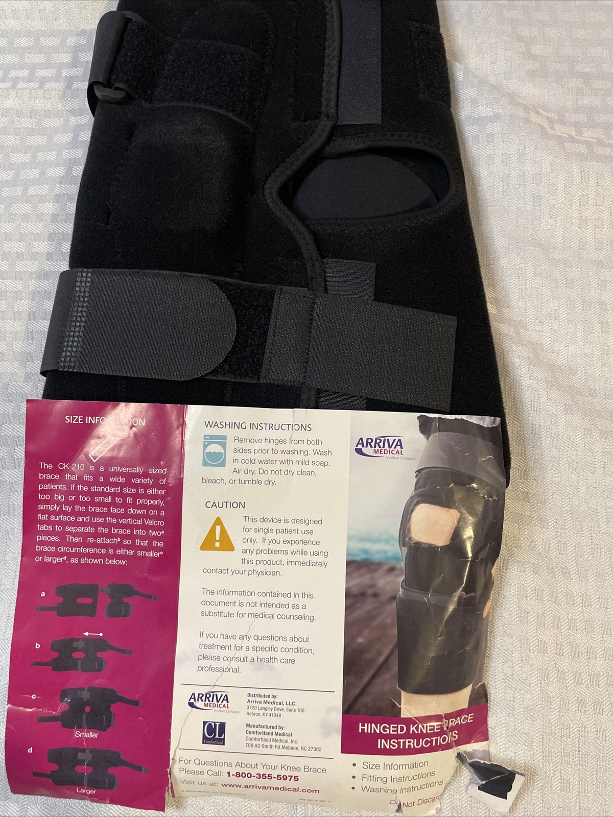 Comfort Land Arriva Medical Hinged Knee Brace Universal CK-210 NEW open package